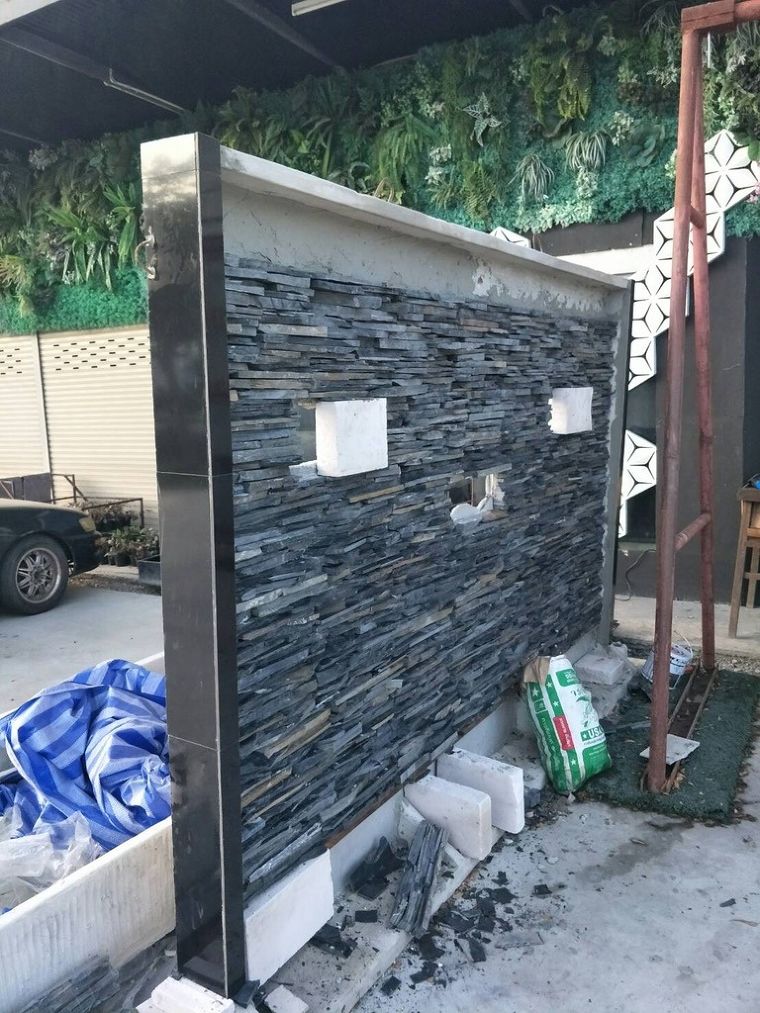 water curtain stone   process of works (ม่านน้ำตกหินกาบ) ภาพประกอบ