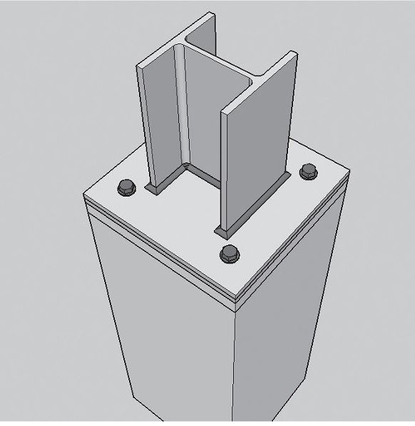 ภาพที่ 1 แสดงตัวอย่างรอยต่อตอม่อและเสาเหล็กทั่วไป&nbsp;
