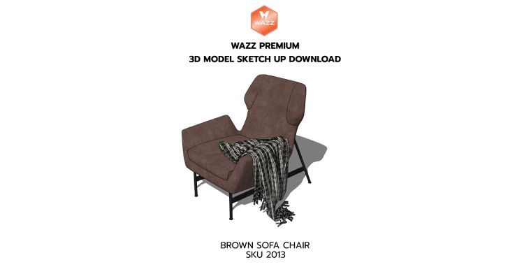 3D MODEL SKETCH UP DOWNLOAD : BROWN SOFA CHAIR ภาพประกอบ