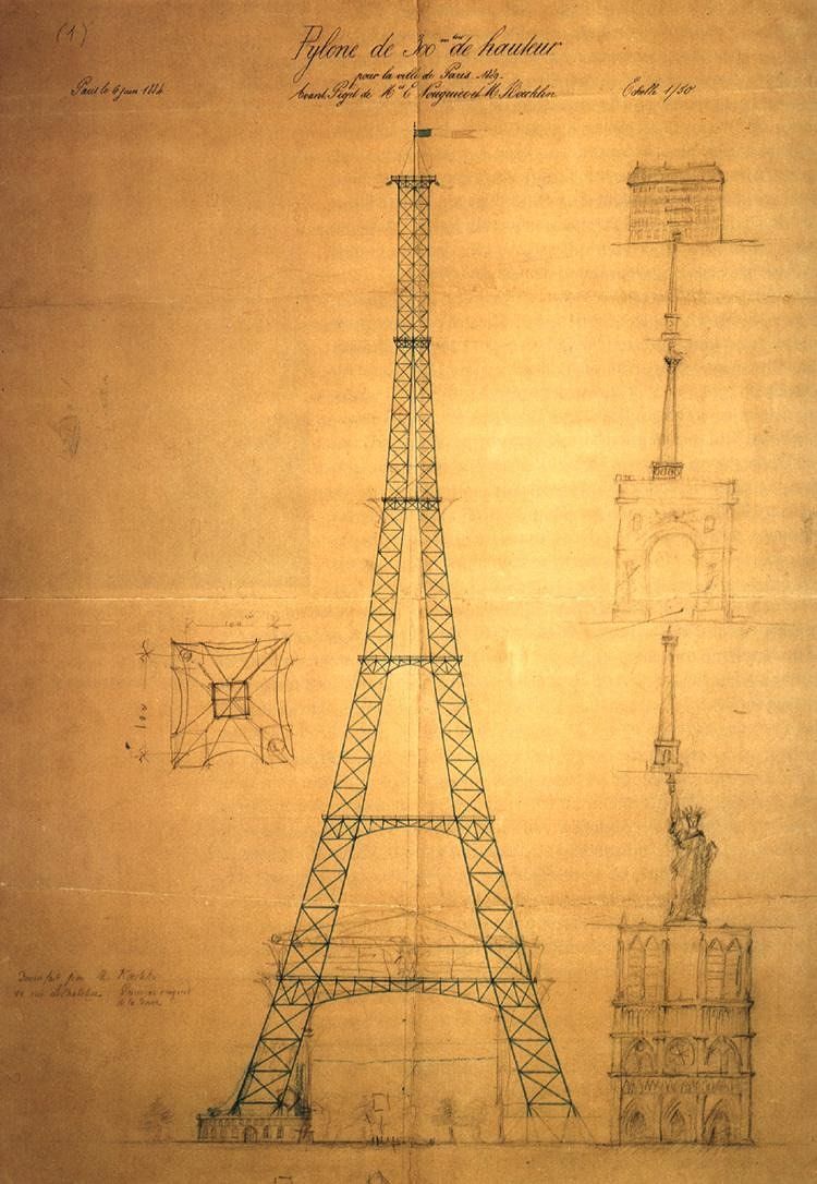 Maurice Koechlin’s first drawing of the Eiffel Tower&nbsp;

รูปภาพประกอบจาก&nbsp;www.discvr.blog
