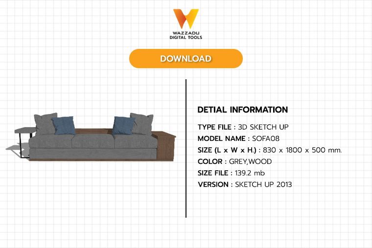 3D MODEL SKETCH UP FREE DOWNLOAD : โซฟา08 ภาพประกอบ