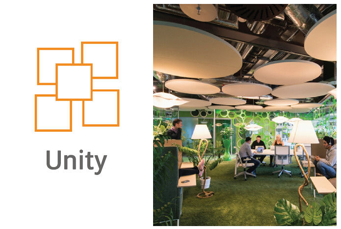 2.Unity : ความเป็นเอกภาพ&nbsp;การออกแบบฝ้าอะคูสติก แทรนดาร์ โซโล ด้วยการจัดรูปแบบให้อยู่รวมกันเป็นกลุ่ม ช่วยสร้างความโดดเด่นและเพิ่มจุดรวมสายตาให้กับพื้นที่การตกแต่งได้มากขึ้น