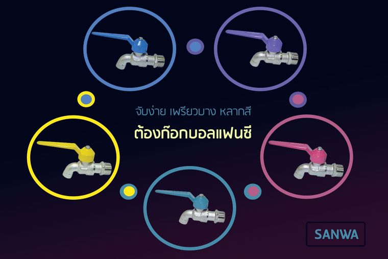 จับง่าย เพรียวบาง หลากสี ต้องก๊อกบอลแฟนซี SANWA ภาพประกอบ