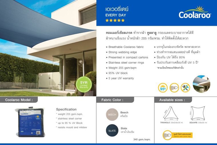 ผ้าใบกรองแดดสำเร็จรูป “Coolaroo” ดีไซน์กับทุกพื้นที่ได้อย่างลงตัว สร้างสรรค์ร่มเงาได้ตามต้องการ ภาพประกอบ