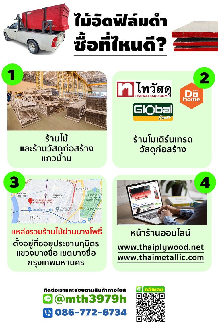 ไม้อัดฟิล์มดำ ซื้อที่ไหนดี? ภาพประกอบ