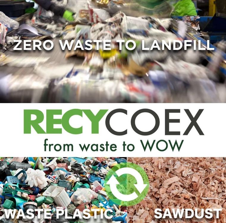 รูปขยะพลาสติกที่ถูกส่งมาจากทั่วประเทศเพื่อใช้ในการผลิต RECYCOEX