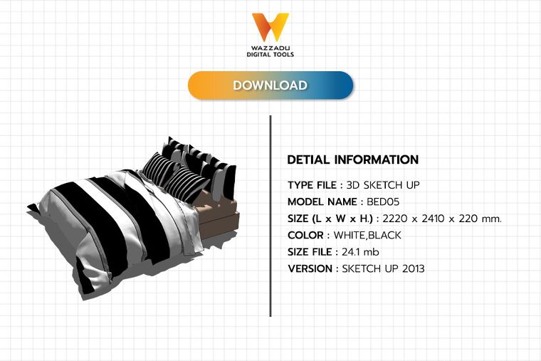 3D MODEL SKETCH UP FREE DOWNLOAD : เตียงนอน 05 ภาพประกอบ