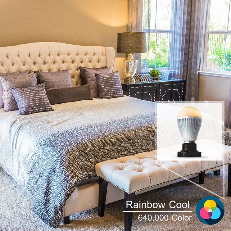 ชุดไฟ Rainbow Warm กับการตกเเต่งห้องนอนในสไตล์  Modern Classic ที่สามารถปรับเปลี่ยนแสงได้ทั้งโทนอบอุ่น และโทนหลากสี ภาพประกอบ