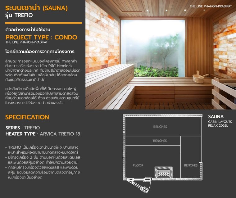 สเปคระบบเซาน่า สตีม (Sauna Steam Room System) สำหรับใช้งานในโครงการประเภทโรงแรม คอนโดมิเนียม ฟิตเนส และคลับเฮ้าส์ ภาพประกอบ