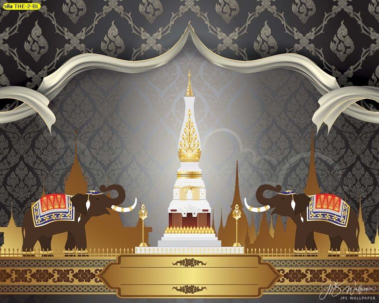 วอลเปเปอร์ภาพช้างไหว้พระธาตุพื้นสีดำ
