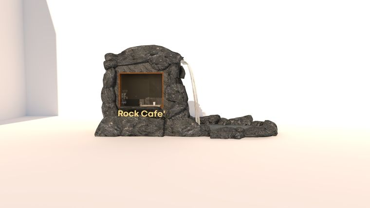 Rock Cafe คาเฟ่โดยตกแต่งหินเทียม ภาพประกอบ