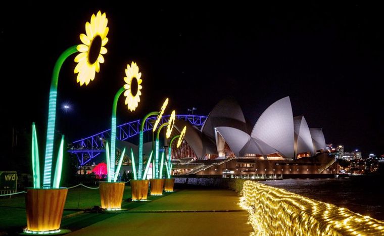 Project : The Sunflowersตั้งโชว์อยู่ตรงทางเข้าสวน Royal Botanic Garden ที่เมืองซิดนีย์&nbsp;